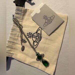 Vivienne Westwood Ismene Silver Chain with Emerald Green Accents